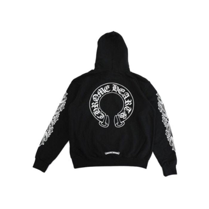 Chrome Hearts Horse Shoe Floral Pullover Hoodie Black - Centrall Online