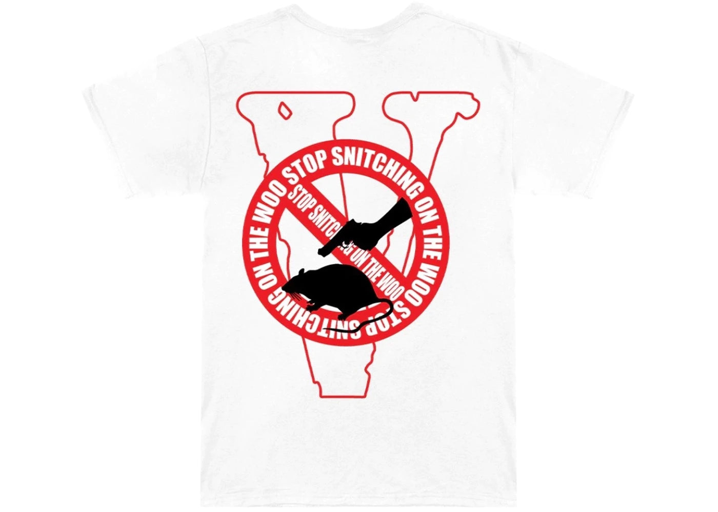 Pop Smoke x Vlone Stop Snitching T-shirt White/Red - Centrall Online