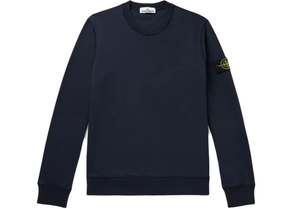 Stone Island Logo Appliquéd Mélange Cotton Jersey Sweatshirt Navy - Centrall Online