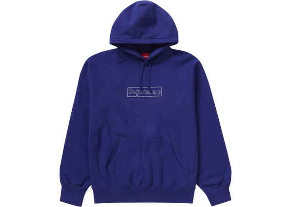 Supreme KAWS Chalk Logo Hooded Sweatshirt Washed Navy - Centrall Online