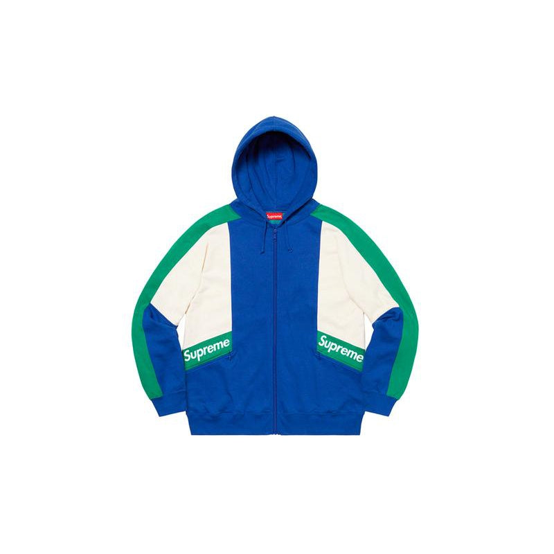 Supreme - Royal Blue Color Blocked Zip-Up Hoodie - Centrall Online