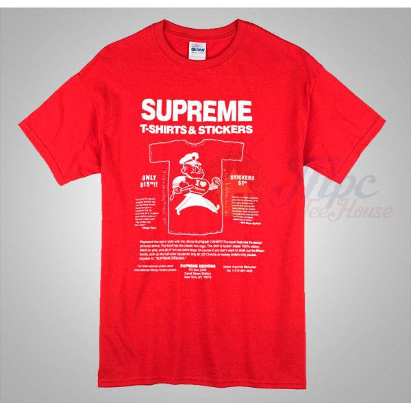 Supreme tshirts $ stickers tee red - Centrall Online